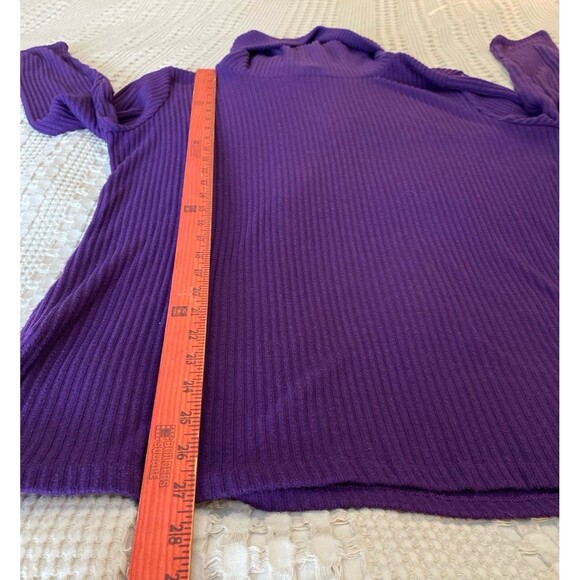 Liz Claiborne Womens Sweater Plus Sz XL Turtleneck Plum Purple Ribbed Fuzzy Knit - Picture 10 of 12